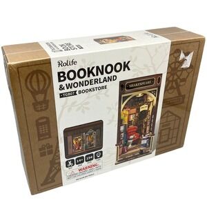 TGB07 Rolife Booknook Wonderland Bookstore DIY Miniature House Kit LED Lights